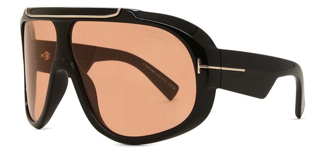 Tom Ford FT1093 RELLEN 01E Oversized Shiny Black Sunglasses 