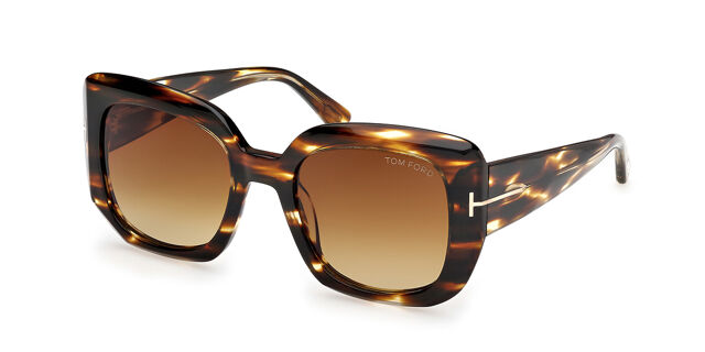 Tom Ford FT1220 CARLA-02 55F Square Striped Dark Tortoise 