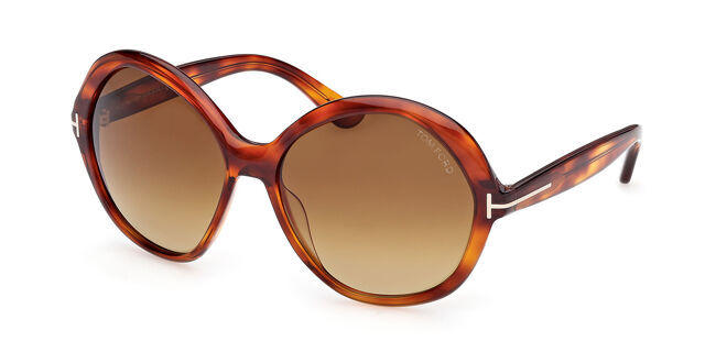 Tom Ford FT1282 54F Oversized Shiny Red Tortoise Sunglasses  display picture 2