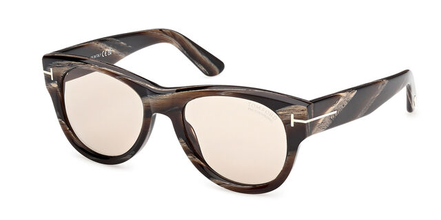 Tom Ford FT1305 BURTON-02 64E Oval Striped Brown Horn  display picture 1