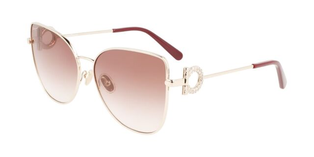 Salvatore Ferragamo SF 296SR 703 Butterfly Gold Sunglasses 