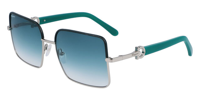 Salvatore Ferragamo SF 302SL 047 Square Silver Petrol Green  display picture 1