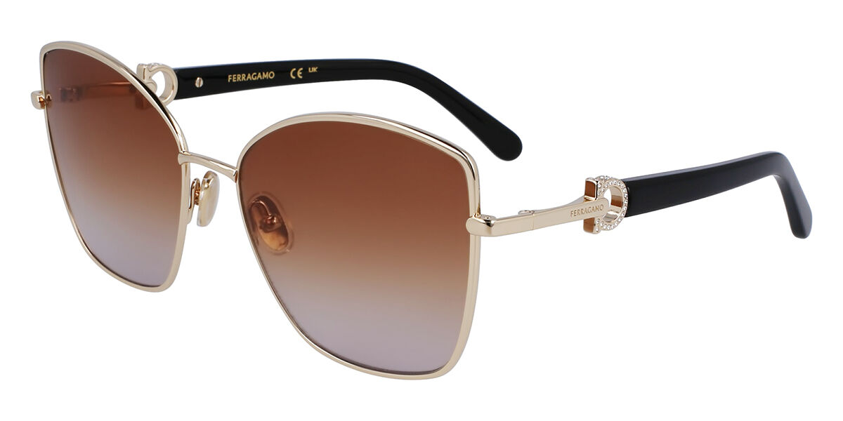 Salvatore Ferragamo SF312SR 745 Women’s Sunglasses Gold Size 60