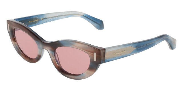 Salvatore Ferragamo SF2062SE 314 Cat Eye Striped Sand Blue  display picture 1