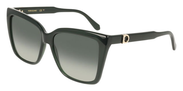 Salvatore Ferragamo Black and Green Cat-Eye Sunglasses Salvatore Ferragamo SF 2006S 316 Cat Eye Gradient  main image 3