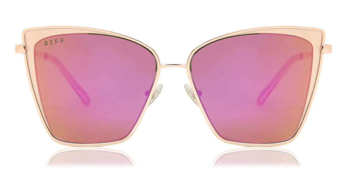 DIFF Becky Rose Gold+pink Mirror Lens Óculos De Sol Feminino Dourados