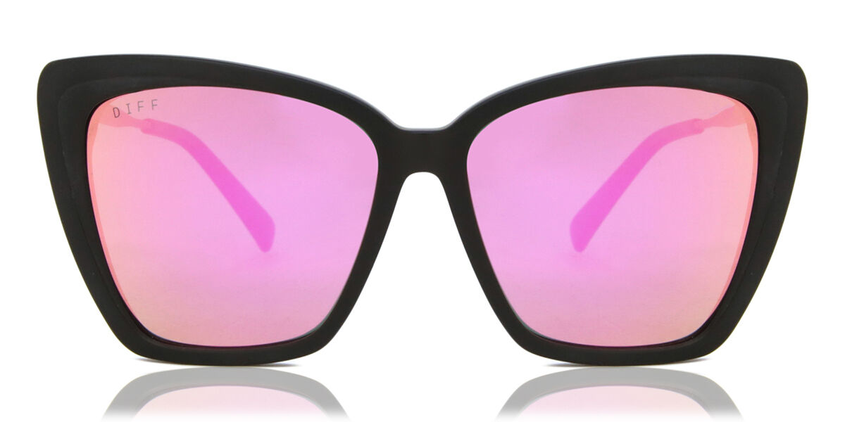 DIFF Becky Ii Polarized Matte Black+pink Mirror Polarized Lens Óculos De Sol Feminino Pretos