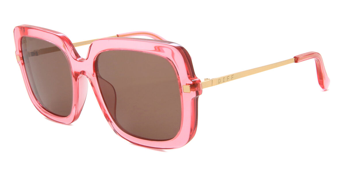 DIFF Sandra DE01-0370-XCBNN Square Transparent Pink Sunglasses