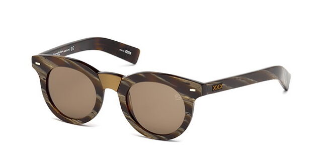 Ermenegildo Zegna ZC0010 62E Round Brown Sunglasses  display picture 2