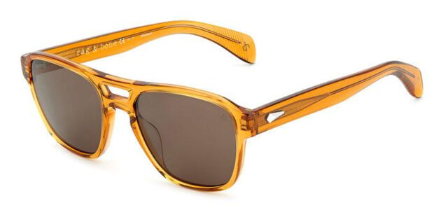 rag & bone Transparent Orange Sunglasses with Yellow Lenses Transparent Yellow Narrow Retro-Vintage Round Tinted  main image 3