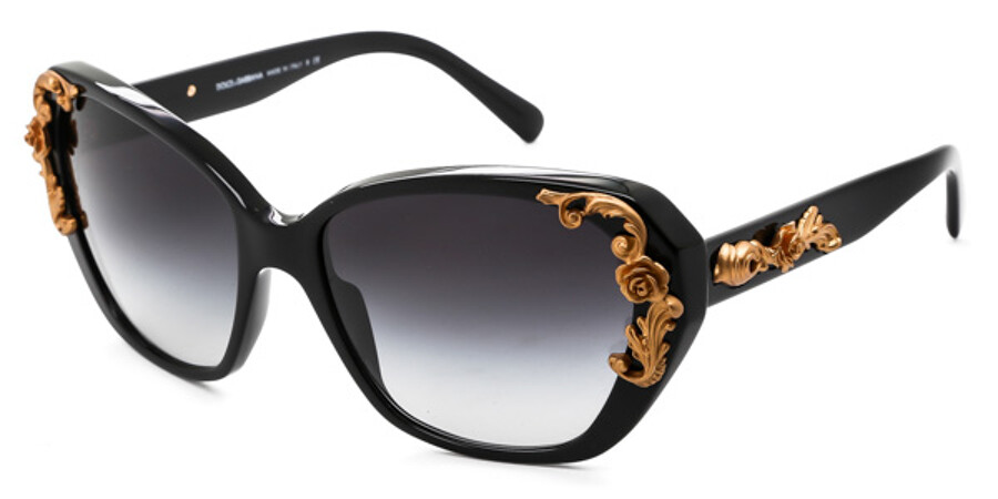 Dolce & Gabbana DG4167A Sicilian Baroque Asian Fit 501/8G Sunglasses Black  | VisionDirect Australia