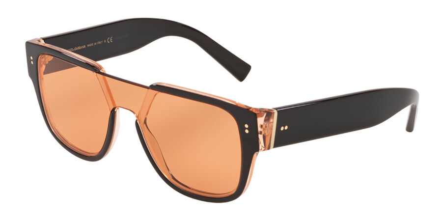 Dolce & Gabbana DG4356 323974 Sunglasses Black On Transparent Orange |  SmartBuyGlasses UK