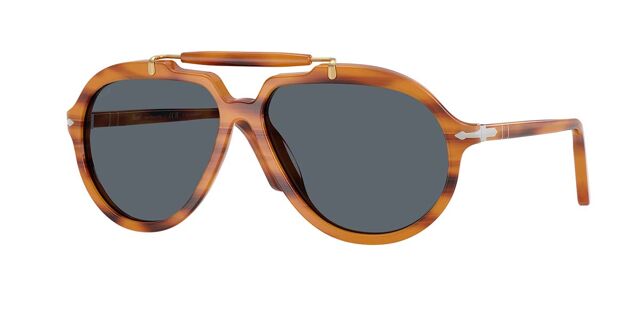 Persol PO0202S 960/R5 Pilot Striped Brown Sunglasses  display picture 3