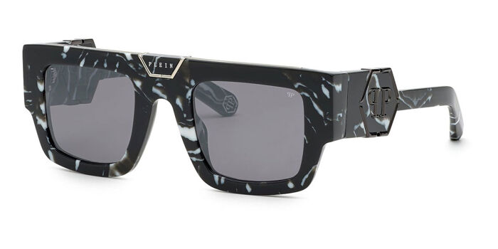 Philipp Plein SPP095M 0700 Square Shiny Black Sunglasses 
