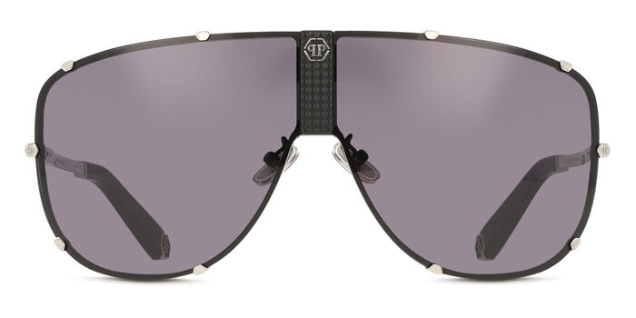 NEW PHILIPP PLEIN SUNGLASSES BLACK/GRAY WOMEN EYEWEAR SPP095M 0700 Philipp Plein SPP095M 0700 Square Shiny Black Sunglasses  main image 2