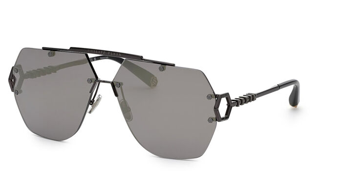 Philipp Plein SPP109M 0700 Pilot Shiny Black/Silver  display picture 3