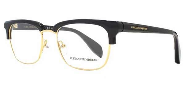 Alexander McQueen AM0044O 001 51 Svarta Glasögon (Endast Båge) Män