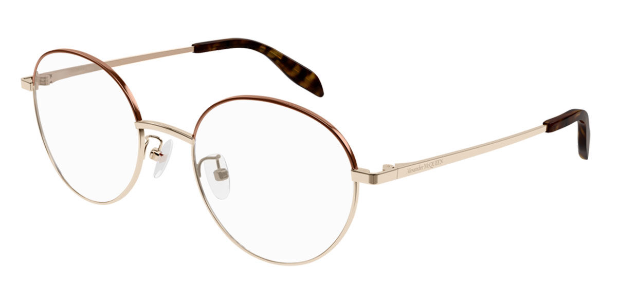 Alexander McQueen AM0369O 003 Glasses Brown Gold | VisionDirect Australia