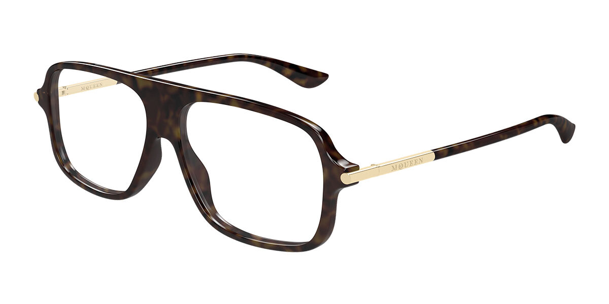 Alexander McQueen AM0555O 002 Men's Glasses Tortoiseshell Size 57 - Free Lenses - Blue Light Block Available