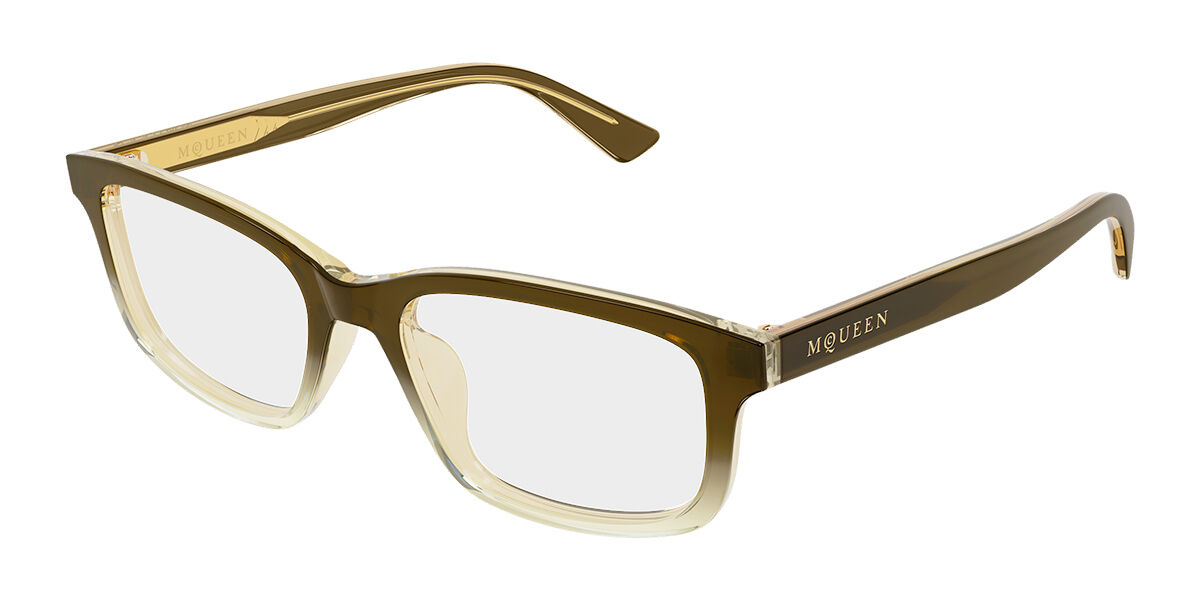 Alexander McQueen AM0575O Asian Fit 012 Men's Glasses Brown Size 56 - Free Lenses - Blue Light Block Available