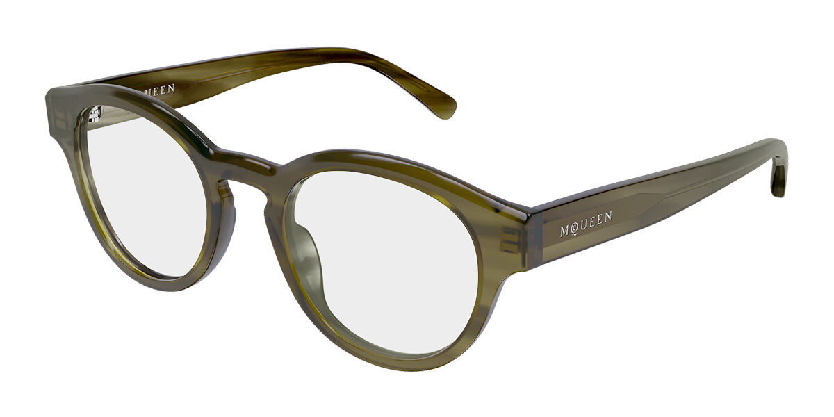 Alexander McQueen AM0581O 003 Men's Glasses Tortoiseshell Size 49 - Free Lenses - Blue Light Block Available
