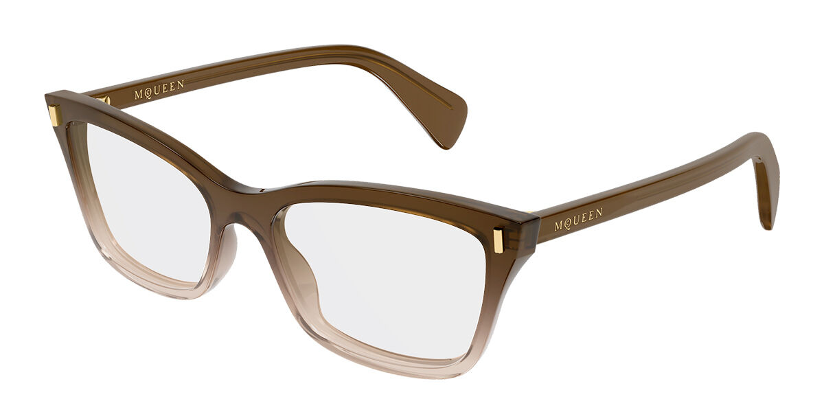 Alexander McQueen AM0584O 008 Women’s Glasses Brown Size 54 - Free Lenses - Blue Light Block Available