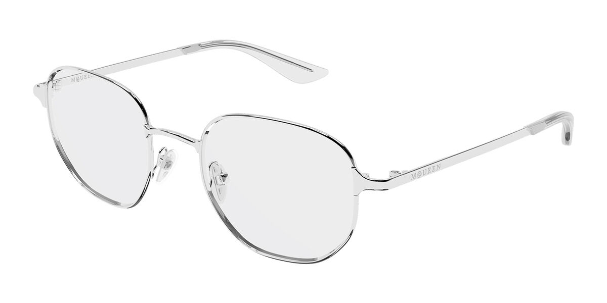 Alexander McQueen AM0590O Asian Fit 001 Men's Glasses Silver Size 50 - Free Lenses - Blue Light Block Available
