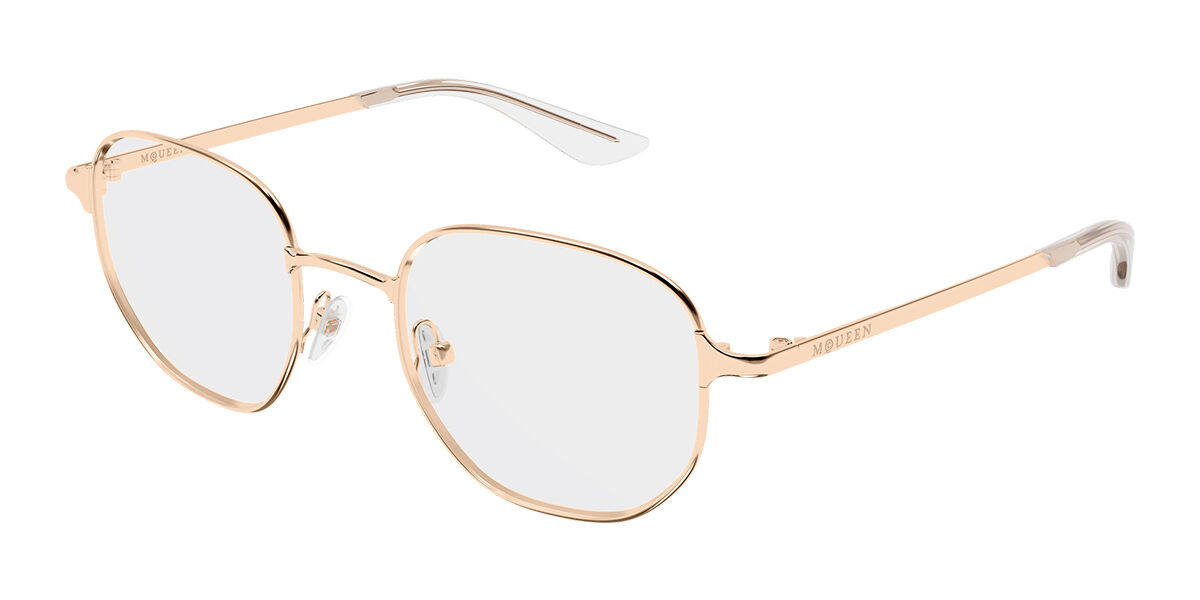 Alexander McQueen AM0590O Asian Fit 004 Men's Glasses Gold Size 50 - Free Lenses - Blue Light Block Available