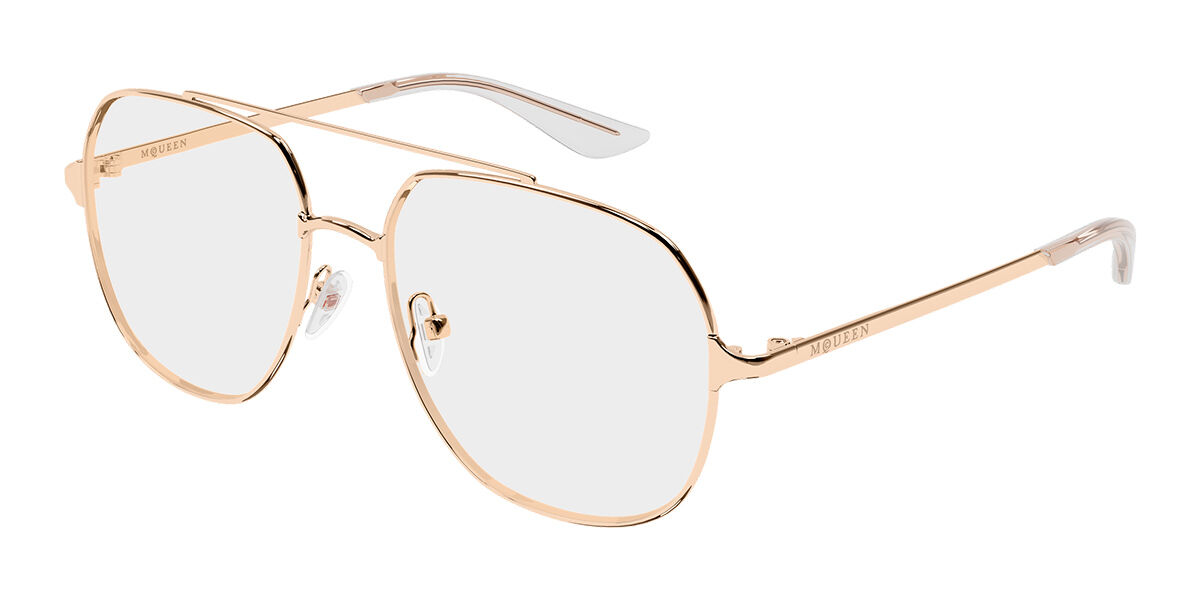 Alexander McQueen AM0591O 004 Men's Glasses Gold Size 55 - Free Lenses - Blue Light Block Available