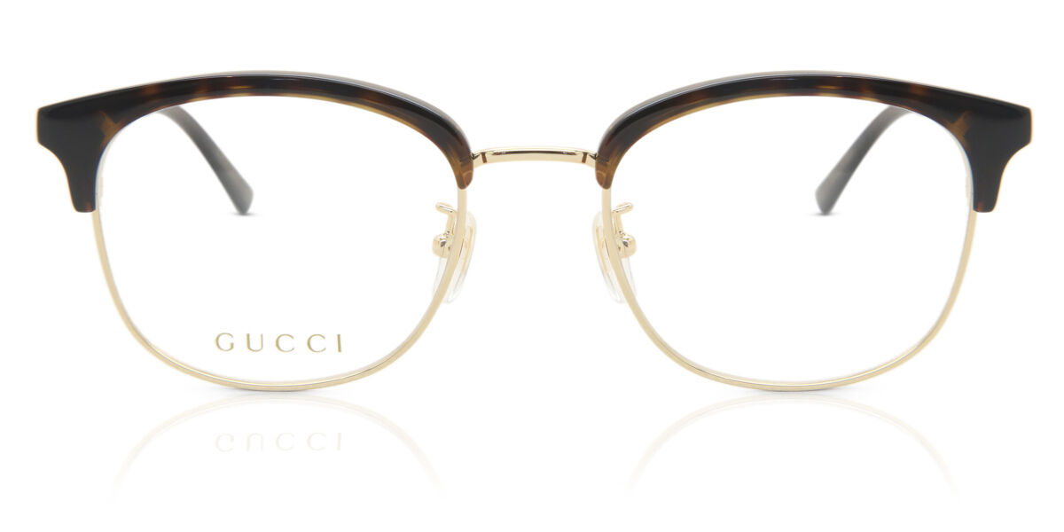 Gucci Gg0590ok Asian Fit 003 Eyeglasses In Dark Havana Gold Smartbuyglasses Usa