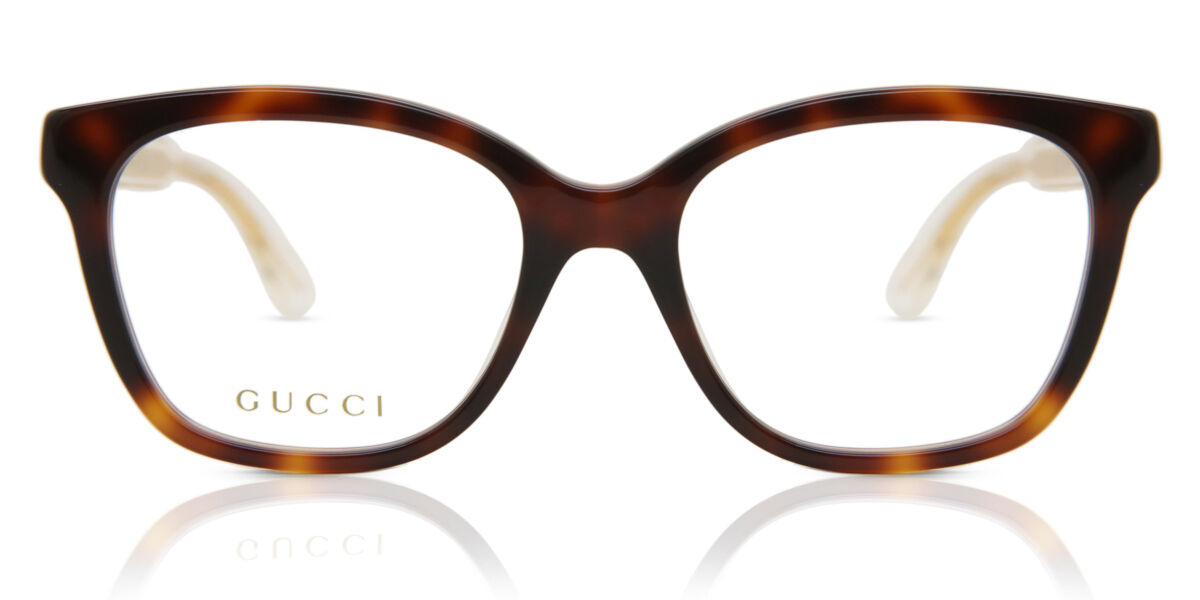 Gucci GG0566ON 002 Eyeglasses in Shiny Light Havana | SmartBuyGlasses USA