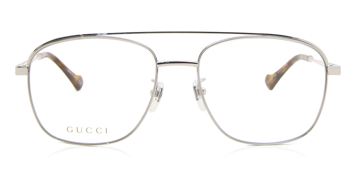 Photos - Glasses & Contact Lenses GUCCI GG1103O 003 Men's Eyeglasses Silver Size 57  - Blu (Frame Only)