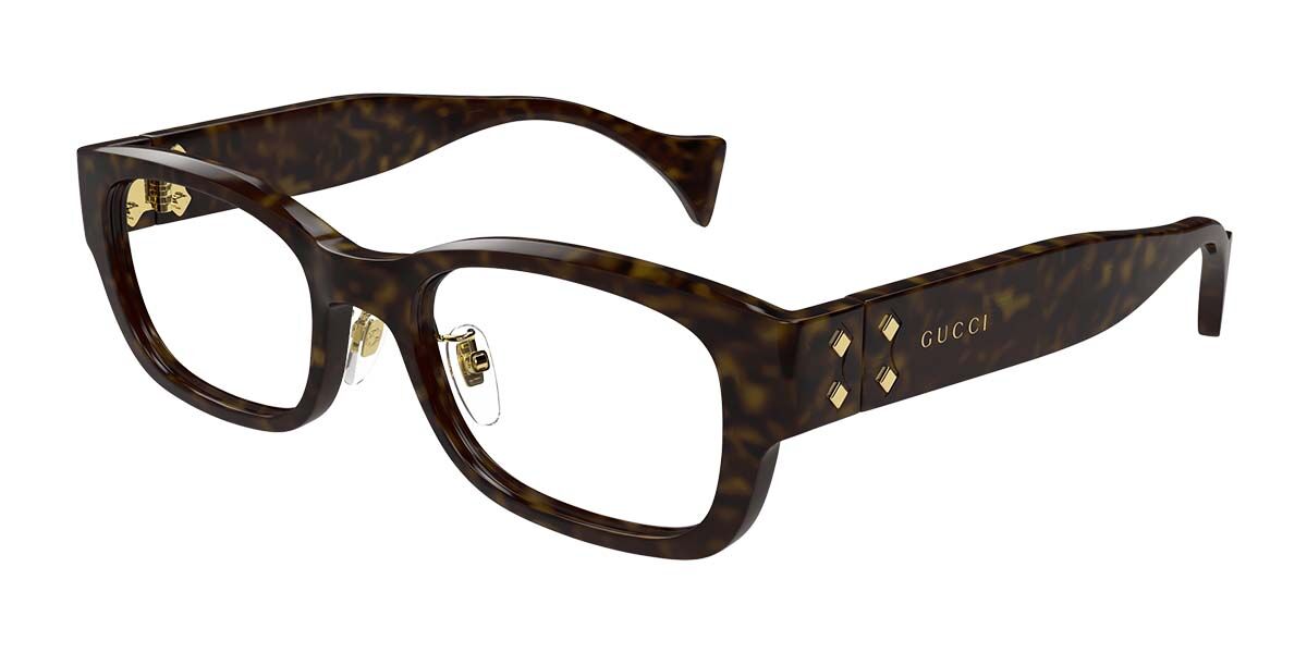 Gucci GG1744OJ Asian Fit 002 Men's Eyeglasses Tortoiseshell Size 53 (Frame Only) - Blue Light Block Available