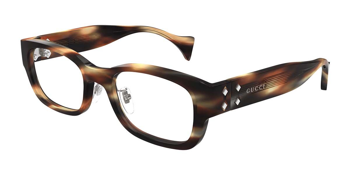 Gucci GG1744OJ Asian Fit 003 Men's Eyeglasses Tortoiseshell Size 53 (Frame Only) - Blue Light Block Available