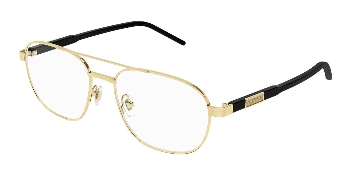 Photos - Glasses & Contact Lenses GUCCI GG1800O 001 Men's Eyeglasses Gold Size 56  - Blue Light Block Available (Frame Only)