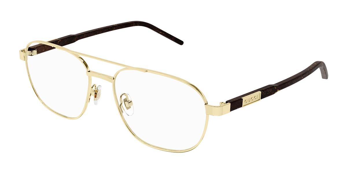 Photos - Glasses & Contact Lenses GUCCI GG1800O 003 Men's Eyeglasses Gold Size 56  - Blue Light Block Available (Frame Only)