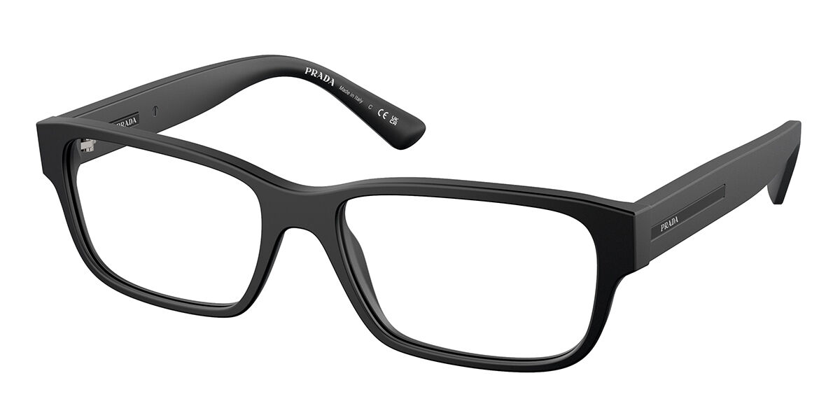 Photos - Glasses & Contact Lenses Prada PR 18ZV 1BO1O1 Men's Eyeglasses Black Size 56  - B (Frame Only)