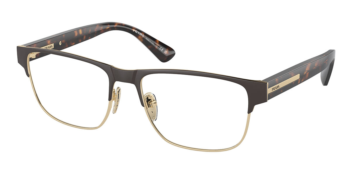 Photos - Glasses & Contact Lenses Prada PR 57ZV 01U1O1 Men's Eyeglasses Brown Size 56  - B (Frame Only)