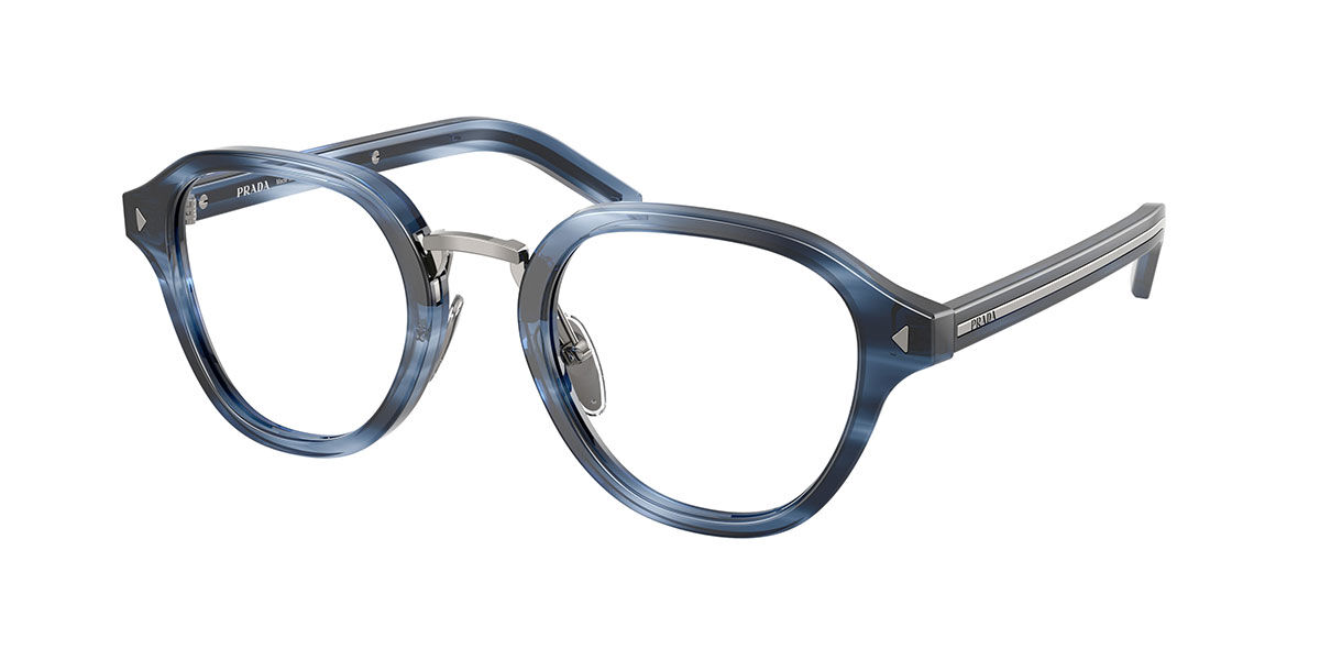 Prada Męski Striped Blue,Silver Pr C05v 26F1o1 50 Niebieskie Meskie Okulary Korekcyjne