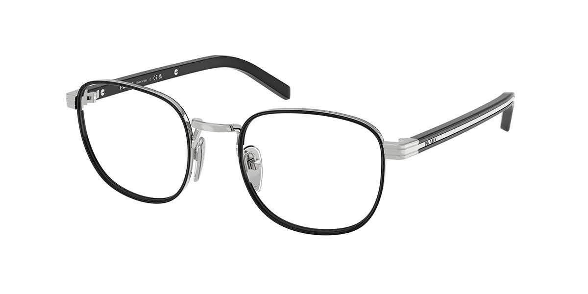 Prada Męski Black,Silver Pr D50v 1Bc1o1 48 Czarne Meskie Okulary Korekcyjne