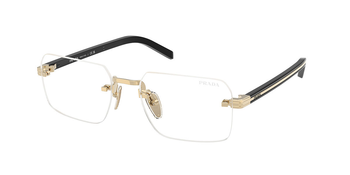 Prada Mannelijk Pale Gold Pr D55s Zvn10w Blauwe-Light Block Gouden Heren Bril
