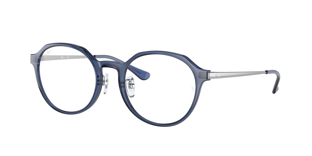 Ray Ban RX7187D Asian Fit 8078 Glasses Shiny Transparent Blue ...
