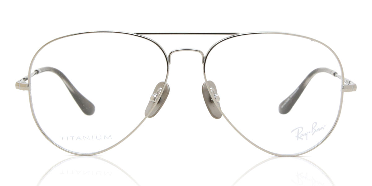 Photos - Glasses & Contact Lenses Ray-Ban RX8789 Aviator Titanium 1002 Men's Eyeglasses Silver Size 58  - Blue Light Block Available (Frame Only)