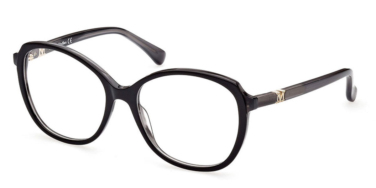 Max Mara MM5052 001 Women’s Glasses Black Size 57 - Free Lenses - HSA/FSA Insurance - Blue Light Block Available