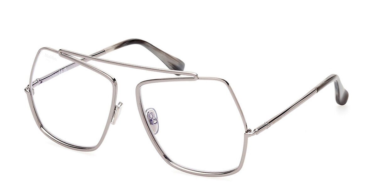 Photos - Glasses & Contact Lenses Max Mara MM5118-B Blue-Light Block 014 Women's Eyeglasses Silver 