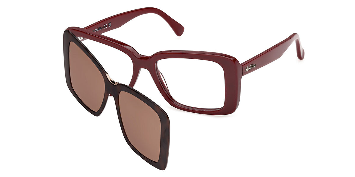 Max Mara MM5266 With Clip-On 069 Occhiali da Vista Borgogna per Donna (Solo Montatura)