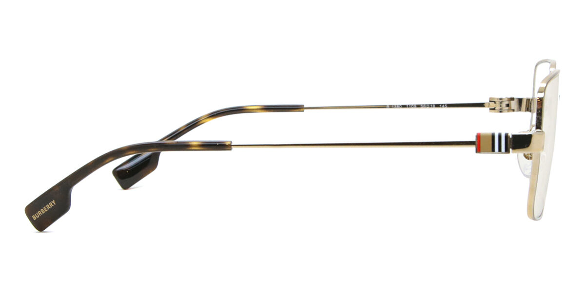 メガネ Burberry Eyeglasses BE1380 1109 Gold Square Frame Burberry BE1380 1109 Light Gold Eyeglasses for Man
