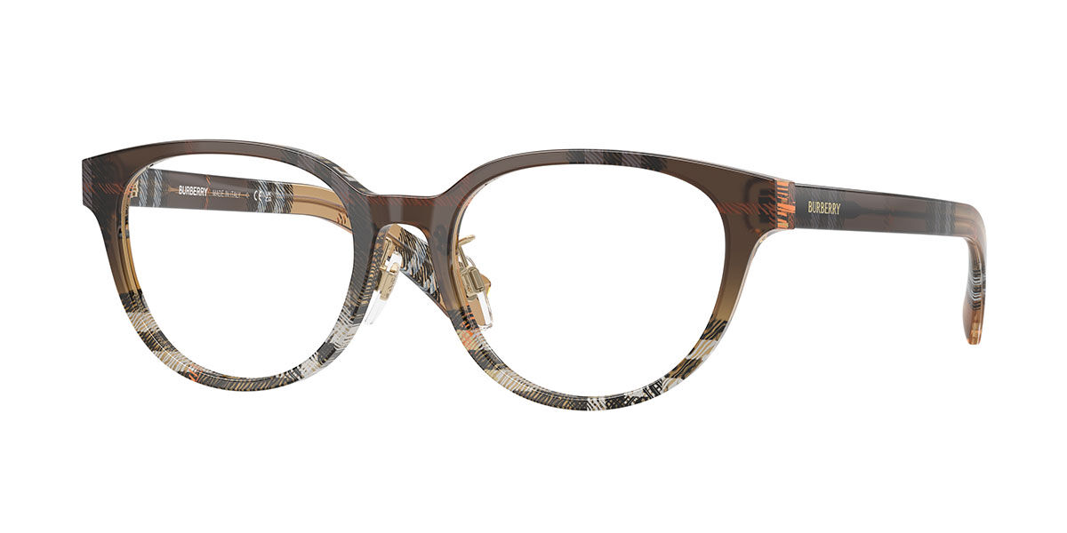 Burberry BE2448D Asian Fit 4202 Oval Checkered Sand Grey/Brown ...