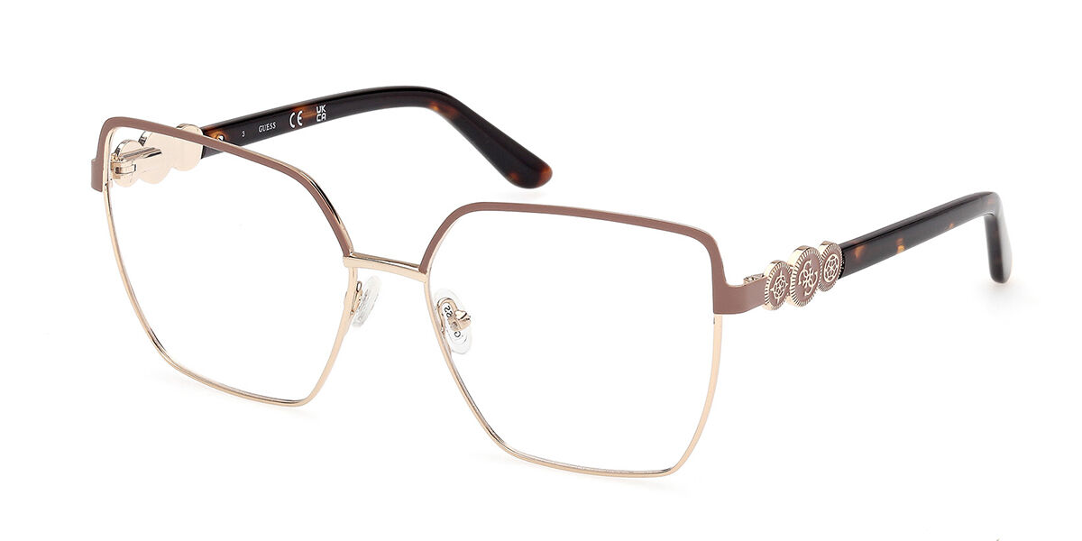 Photos - Glasses & Contact Lenses GUESS GU50229 058 Women's Eyeglasses Brown Size 57  - Blue Light Block Available (Frame Only)