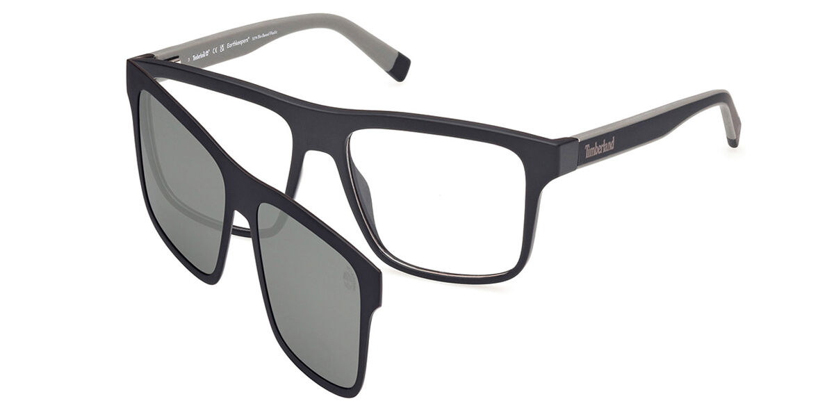 Photos - Glasses & Contact Lenses Timberland TB50008 with Clip-On 002 Men's Eyeglasses Black Size 